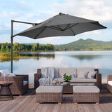 8.5FT Offset Patio Umbrella with 360° Rotation, Outdoor Cantilever Roma Parasol Hanging Sun Shade Canopy Shelter with Cross Base