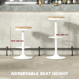 Wood Barstools Set of 2, Swivel Bar Stools with Adjustable Height for Kitchen Counter
