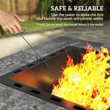Fire Pit with Fire Poker, Wood Burning Firepit for Outside with Mesh Lid