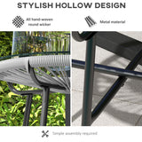 Rattan Side Table, with Round PE Rattan and Tempered Glass Table Top for Patio