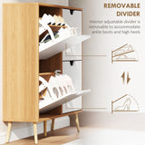 Meuble à chaussures avec 4 tiroirs basculants et étagère réglable, armoire à chaussures pour 8 à 16 paires de chaussures