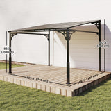 11' x 10' Outdoor Pergola, Wall Mounted Hardtop Lean-to Gazebo with Polycarbonate Roof and Metal-Aluminium Frame