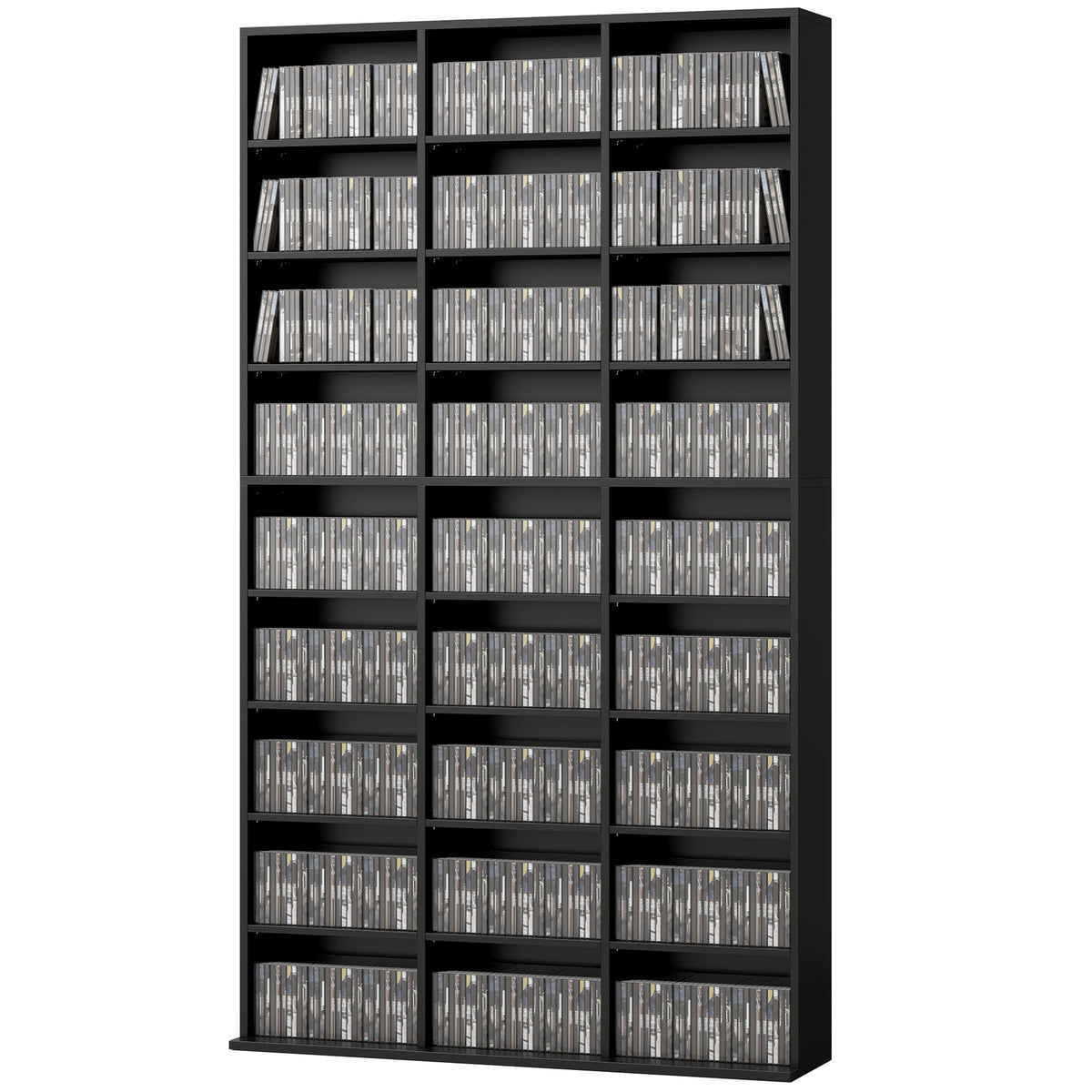 Media Storage Cabinet, 9-Tier DVD Shelf with 21 Adjustable Shelves, Holds 835 CDs, 500 DVDs or 640 Blu-rays