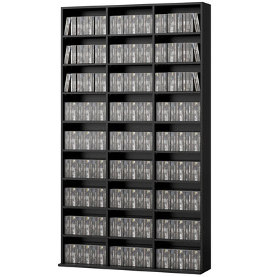 Media Storage Cabinet, 9-Tier DVD Shelf with 21 Adjustable Shelves, Holds 835 CDs, 500 DVDs or 640 Blu-rays