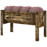Wooden Raised Garden Plant Stand Outdoor Tall Flower Bed Box with Hooks, 48