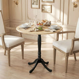 Dining Table for 2-4 People, Modern Round Kitchen Table with Pedestal Steel Base