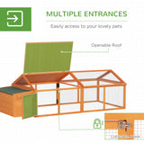 Poulailler grand parc à poules 95 po L avec nid, toit en bois, porte latérale pour extérieur, 4–8 poules