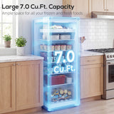 7.0 Cu.Ft Upright Freezer, Compact Stand Up Freezer with 6 Adjustable Shelves