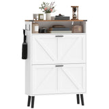 Shoe Storage Cabinet with 2 Flip Drawers, Holds Up to 16 Pairs