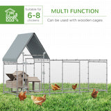 Poulailler Mobile, Grand Poulailler Galvanisé, Cage pour Poules et Volailles, Hutch pour Lapins Enclos Métallique avec Couverture Résistant à l'Eau pour Cour Extérieure Ferme, 9,9' x 3,5' x 5,6'