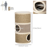 Cat Condo 3 Story Three Holes with Sisal Seaweed Scratching Cover Surface, 15