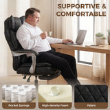 Executive Office Chair, Leathaire Big and Tall Office Chair 400 lbs with Wide Seat, Reclining, Lumbar Support