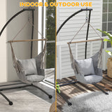 Hanging Hammock Chair Stand Only, C Shape Hanging Heavy Duty Metal Frame Swing Stand for Porch Swing Chair
