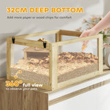 Wooden Hamster Cage, 3 Tier Gerbil Cage with Deep Bottom, Exercise Wheel, 24
