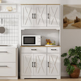 Grand garde-manger de cuisine, 6 portes, 2 tiroirs, étagères réglables et plan de travail, armoire de rangement rustique pour salon