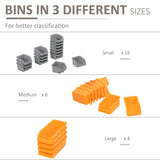 44PC Wall Mounted Storage Bins Parts Rack Kit with Storage Bins, Garage Plastic Organizer
