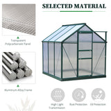 6.2' x 6.3' x 6.6' Clear Polycarbonate Greenhouse Large Walk-In Green House Garden Plants Grow Galvanized Base Aluminium Frame w/ Slide Door