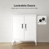 Office Storage Cabinet with Lock, Filing Cabinet with Adjustable Shelves and Doors for Home Office