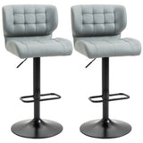 Swivel PU Leather Barstools Set of 2 Adjustable Bar Stools with Footrest Back for Kitchen Counter Dining Room