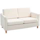 2-Seat Sofa Two-Seater Couch with Armrests and Wood Legs for Living Room