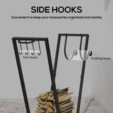 31 Inch Firewood Rack Outdoor, Heavy Duty Log Rack with Swivel Casters, Indoor Fire Wood Holders for Fireplace