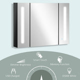 Bathroom Mirror Cabinet with LED and Adjustable Shelves