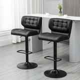 Swivel PU Leather Barstools Set of 2 Adjustable Bar Stools with Footrest Back for Kitchen Counter Dining Room