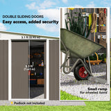 11' x 9' Steel Garden Storage Shed, Outdoor Metal Tool House with Double Sliding Doors