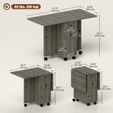 Table à manger pliante, table de cuisine roulante avec tiroirs de rangement et armoire, table à abattants sur roulettes