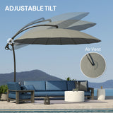 9FT Cantilever Umbrella with 16 Fibreglass Ribs, Offset Hanging Umbrella