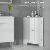 Modern Bathroom Storage Cabinet, Corner Cabinet with Doors, Bathroom Cabinet with Adjustable Shelf and Recessed Door