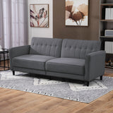 Convertible Bed with Couch, Button Tufted Fabric Sofa Bed with Adjustable Back for Living Room