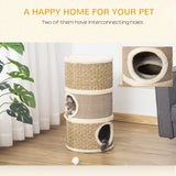 Cat Condo 3 Story Three Holes with Sisal Seaweed Scratching Cover Surface, 15