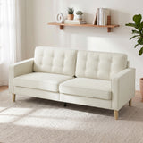 Canapé 3 places rembourré avec coussin matelassé, Causeuse moderne capitonnée avec pieds en bois