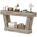 63 Inch Vintage Console Table, Narrow Entryway Table with Open Shelf for Living Room
