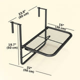 Table de rambarde suspendue à balcon ajustable, Petit bureau mural métallique avec support de rangement