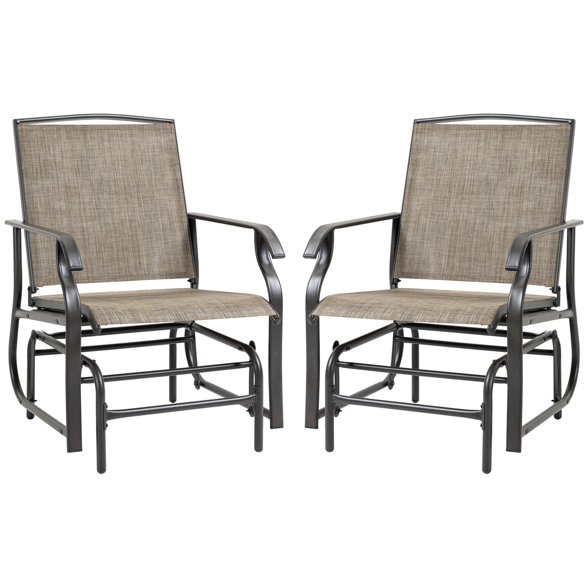 Ensemble 2 chaises glissoir extérieur, chaises berçantes glissoir 2 places avec tissu maille respirant, cadre acier