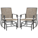 Ensemble 2 chaises glissoir extérieur, chaises berçantes glissoir 2 places avec tissu maille respirant, cadre acier