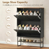 Narrow Shoe Storage Cabinet with 2 Flip Drawers, Slim Shoe Cabinet for 15-20 Pairs