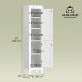 Tall Bathroom Cabinet, Freestanding Storage Organizer with Adjustable Shelves and Cupboards