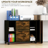 Lateral Filing Cabinet with Wheels and Lockable Drawer, Mobile Printer Stand with Open Shelves for Letter and A4 Size Documents for Home Office