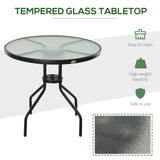 31.5'' Round Bistro Table Outdoor Dining Coffee Table w/ Tempered Glass Top Patio Garden Side Table Weather-resistant