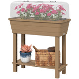 41L Self Watering Raised Garden Bed w/ Ventilation Transparent Lid Greenhouse, Planter Box w/ Storage Shelf