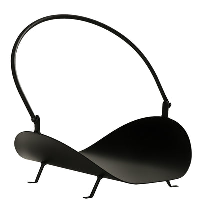 Casier à bûches de 16 po Courbé Support à bûches de cheminée Panier de rangement de bois avec poignée flexible