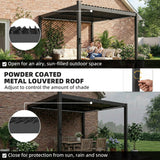 10 x 10 ft Louvered Pergola with Solar LED lights, Metal Roof