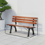 Banc de jardin extérieur 47 pouces, causeuse patio en aluminium-bois avec dossier à lattes, 528 lbs pour porche