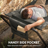 Hamac extérieur avec support, Lit de repos stable robuste avec poche latérale et appuie-tête pour cour patio piscine
