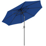 10' x 8' Round Market Umbrella, Patio Umbrella with Crank Handle and Tilt