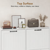 Shoe Cabinet with 4 Flip Drawers, Freestanding Narrow Shoe Storage Cabinet with Adjustable Shelves, Open Back