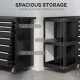 7-Drawer Rolling Tool Chest with Detachable Side Shelf, Lockable Tool Cabinet Box Organizer with Wheels